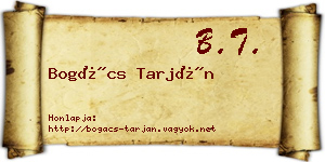 Bogács Tarján névjegykártya